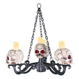 Lysbildefremvisning - LED Lysekrone/Kandelaber med Dødningehoveder 2i1