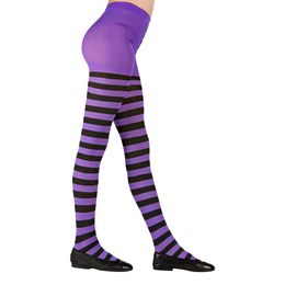 Bildspel - Lila/Svart Randiga Strumpbyxor Barn