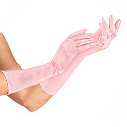 Lyserøde Satinhandsker Lange