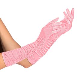 Lyserøde Satinhandsker Lange