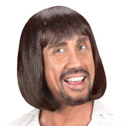 Medeltida Man Brun Peruk