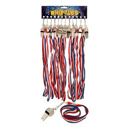 Metallvisselpipa Röd/Vit/Blå