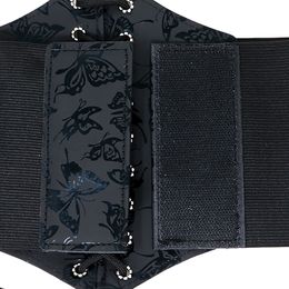 Bildspel - Midjekorsett Svart Fjärilar med Snörning