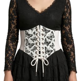 Midjekorsett Vit Fjärilar med Snörning