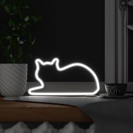 Bildspel - Mustard LED-lampa Katt Neon