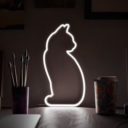 Lysbildefremvisning - Mustard LED-lampe Kat Neon