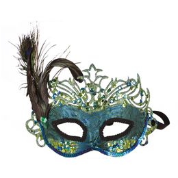 Bildspel - Ögonmask Påfågel Glitter med Fjädrar