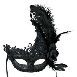 Ögonmask Svart med Fjädrar