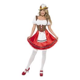 Oktoberfest Kjole Hvid/Rød Kostume