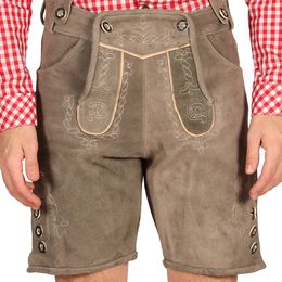 Bildspel - Oktoberfest Lederhosen Shorts Deluxe Beige
