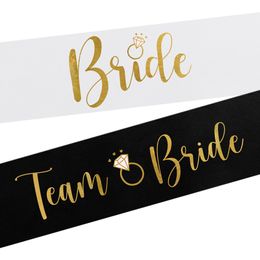 Bildspel - Ordensband Bride & Bride Squad Svart/Vit