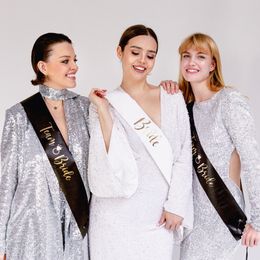 Bildspel - Ordensband Bride & Bride Squad Svart/Vit