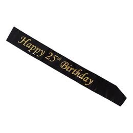 Ordensband Happy 25th Birthday Svart/Guld