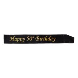 Ordensband Happy 50th Birthday Svart/Guld