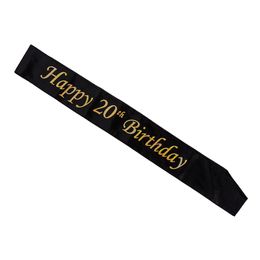 Bildspel - Ordensband Happy Birthday med Årtal Svart/Guld