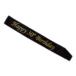 Bildspel - Ordensband Happy Birthday med Årtal Svart/Guld