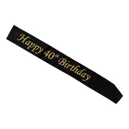 Bildspel - Ordensband Happy Birthday med Årtal Svart/Guld