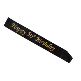 Bildspel - Ordensband Happy Birthday med Årtal Svart/Guld
