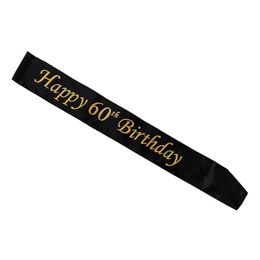 Bildspel - Ordensband Happy Birthday med Årtal Svart/Guld