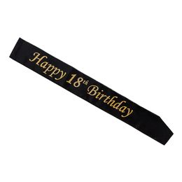Bildspel - Ordensband Happy Birthday med Årtal Svart/Guld