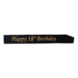 Bildspel - Ordensband Happy Birthday Svart/Guld