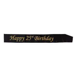 Bildspel - Ordensband Happy Birthday Svart/Guld