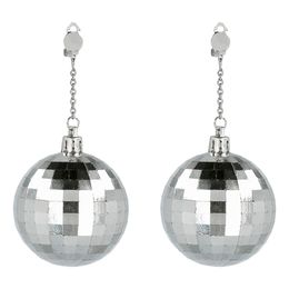 Lysbildefremvisning - Øreringe Store Discokugler Sølv