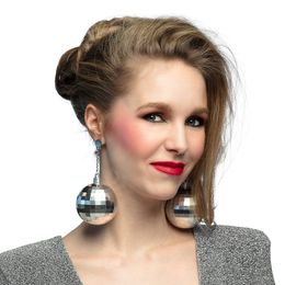 Øreringe Store Discokugler Sølv