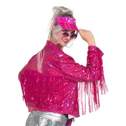 Bildspel - Paljettjacka med Fransar Neonrosa