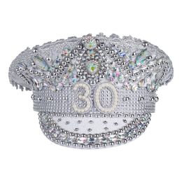 Paljettcaps 30 Sølv med Perler