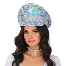 Blå Palietkasket med Perler