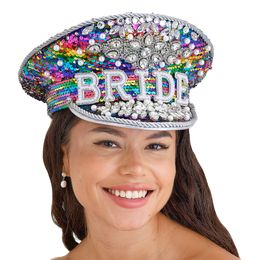 Paljettikeps Bride Rainbow helmillä