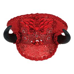 Paljettkeps Djävul Röd