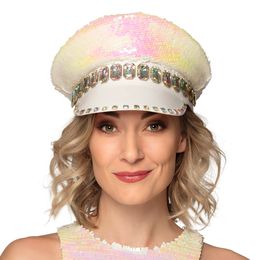 Lysbildefremvisning - Paljetkasket Flerfarvet Hvid/Perlemor med Juveler