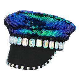 Paljettkeps Tvåfärgad Svart/Blå med Juveler