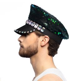 Bildspel - Paljettkeps Tvåfärgad Svart/Blå med Juveler