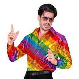 Flerfarget Paljettskjorte Herre