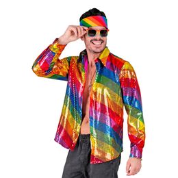 Lysbildefremvisning - Flerfarget Paljettskjorte Herre