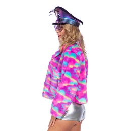 Bildspel - Pälsjacka Flerfärgad Neon