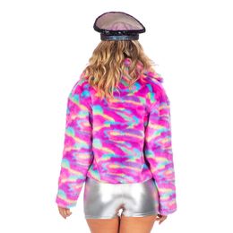 Bildspel - Pälsjacka Flerfärgad Neon