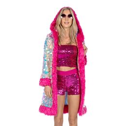 Bildspel - Pälsjacka Holografisk Multifärgad