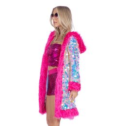 Bildspel - Pälsjacka Holografisk Multifärgad