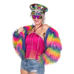 Lysbildefremvisning - Pelsjakke Deluxe Regnbuefarvet