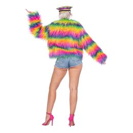 Lysbildefremvisning - Pelsjakke Deluxe Regnbuefarvet