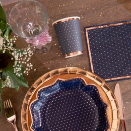 Bildspel - Pappersmuggar Prickiga Navy/Roséguld