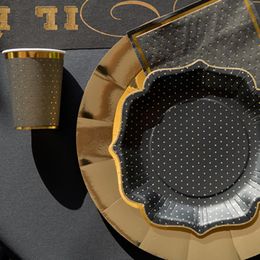 Bildspel - Pappersmuggar Prickiga Svart/Guld