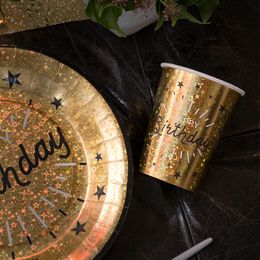 Lysbildefremvisning - Pappkopper Sparkling Happy Birthday Gull