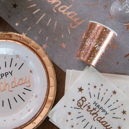 Diaesitys - Pahvimukit Sparkling Happy Birthday Ruusukulta