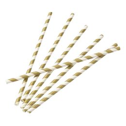 Papsugerør Guld/Hvid Stribet