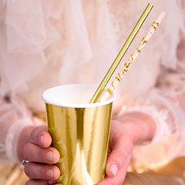 Bildspel - Papperssugrör Ljusrosa/Guld Metallic